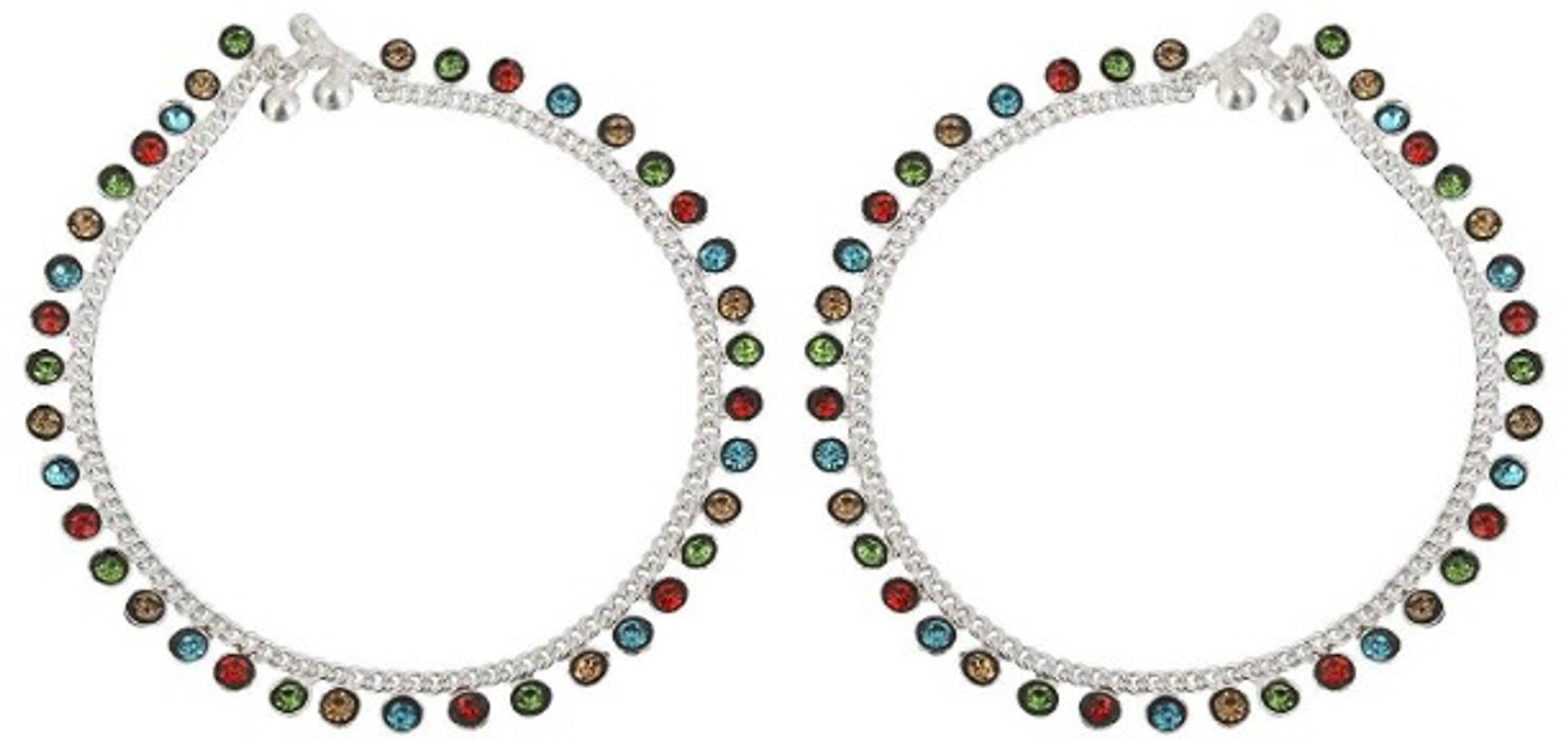 Silver Plated Colorful Festive Anklets for Women